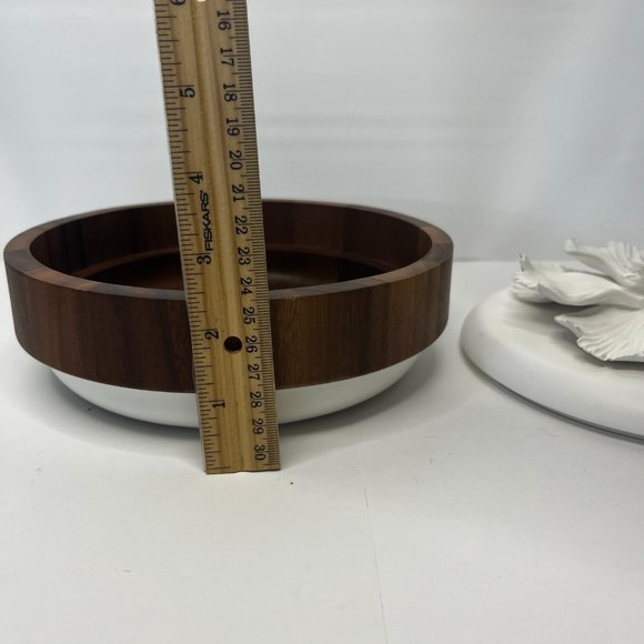 White Porcelain Magnolia Flower 3 D Wood Circular Box Keepsake Trinket Jewelry B - Picture 11 of 14